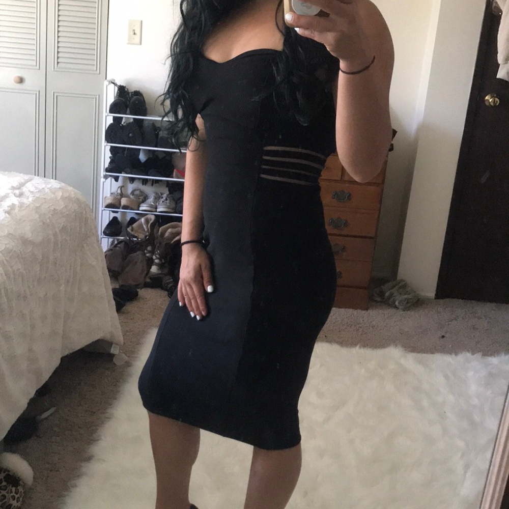 Strapless black dress